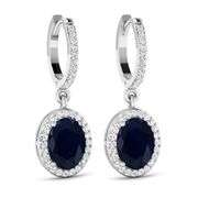 14KT White Gold 2.6ctw Blue Sapphire and Diamond Earrings
