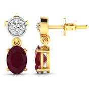14KT Yellow Gold 1.7ctw Ruby and Diamond Earrings