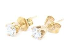 14kt Yellow gold 0.40ctw round brilliant cut diamond stud earrings