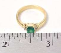 Elegant Genuine Emerald Ring in 18K Yellow Gold