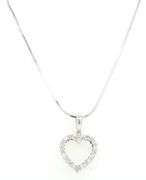 14kt White gold diamond heart shaped pendant on chain
