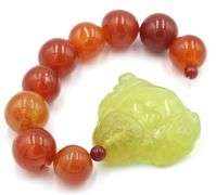 Chunky Amber and Jade Buddha bracelet