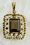 Stunning High-Karat and Smokey Quartz Suite of Ring, Earrings, and Pendant