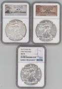 3 Diff. Perfect NGC MS70 graded American Silver Eagles 2013 to 2017