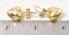Gorgeous Heart Dangle Earrings in 14K Yellow Gold