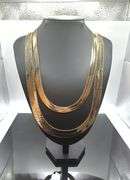 Huge 127.7 Gram 14 K Gold Plated Tri-Layered Herringbone Necklace