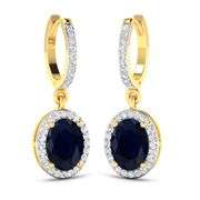 14KT Yellow Gold 2.6ctw Blue Sapphire and Diamond Earrings