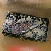 Mother of Pearl Jewelry Box Peacock Design