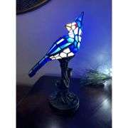 Tiffany Style Stained Glass Blue Bird Accent Lamp