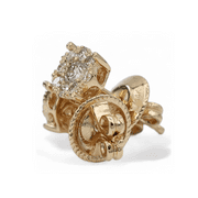 14k (585) Yellow Gold Round Cut Natural Diamond Cluster Stud Earrings