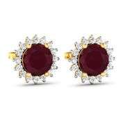 14KT Yellow Gold 2.1ctw Ruby and Diamond Earrings