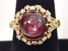 Mesmerizing Genuine Star Ruby and Diamond Ring in 18K Yellow Gold