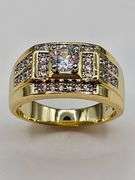 Men's 14 Kt Gold Plate 3.85 Cttw Lab Simulated Diamond Ring.