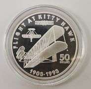 1993 $50 Flight At Kittyhawk Proof Silver Coin