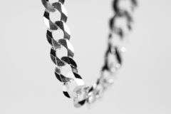 Men's 6.7mm Solid .925 Sterling Silver Flat Curb Chain Link Italy Bracelet 8" inch