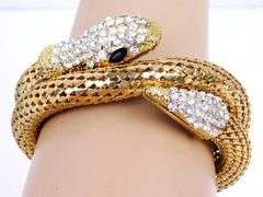 Vintage Coiled Rhinestone Snake Bracelet