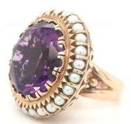 Antique Rare and High-Quality Amethyst and Pearl Ring