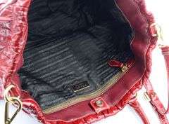 Prada Rosso Vernice Gaufre Leather Tote With Shoulder Strap