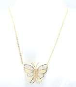 Delicate 14kt Tri-Color Gold Butterfly Pendant – A Symbol of Grace on a Yellow Gold Chain