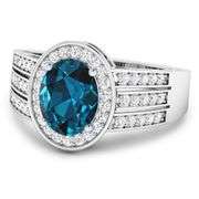 14KT White Gold 1.9ctw London Blue Topaz and Diamond Ring