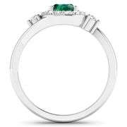14KT White Gold 0.56ctw Zambian Emerald and Diamond Ring