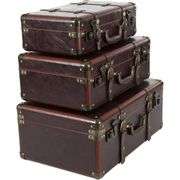 Set of 3 Vintage Faux Leather Nesting Trunks