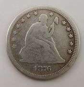 1876 Seated Liberty Quarter, Cleaned