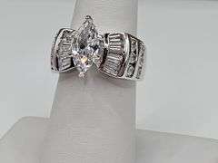 Dazzling 14 Kt White Gold Plated Lab Simulated Diamond Ring