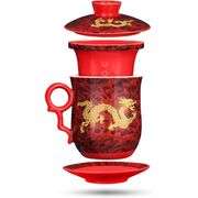 Chinese Dragon Porcelain Tea Mug Set
