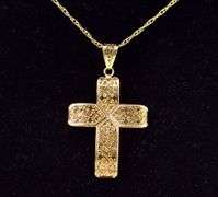 Stunning Cross Pendant Necklace in 14K Yellow Gold