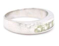 14kt White gold 1.15ctw light fancy yellow princess cut diamond band