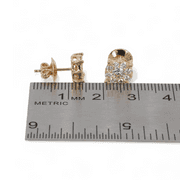 14k (585) Yellow Gold Round Cut Diamond Cluster Stud Earrings