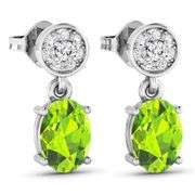 14KT White Gold 1.26ctw Peridot Topaz and Diamond Earrings