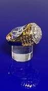 Men's 14 Kt Gold Plated 6.75 Ctw Simulated Diamond Ring