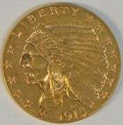 Exceptional Mint State 1915 US $2.50 Indian Gold Piece