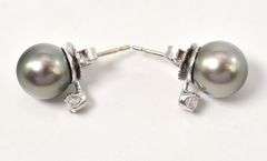 Dreamy Tahitian Pearl and Diamond Earrings in 14K White Gold