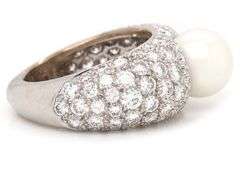 Cartier Juliette Cultured Pearl and Diamond Ring in 18K