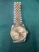 Rolex Men's Two-Tone Datejust 36mm with Sapphire Crystal, Champagne Dial, Fluted Yellow Gold Bezel –