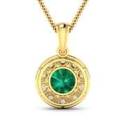 14KT Yellow Gold 1.8ctw Zambian Emerald and Diamond Pendant