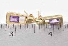Fancy 14K Yellow Gold Amethyst Gemstone Dangle Earrings