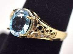 Magnificent Topaz and Diamond Ring in 10K Yellow Gold