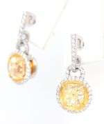 Very Fine Quality Platinum and 18k Gold Diamond Earrings