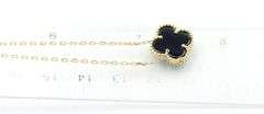 Lovely 14K Yellow Gold Black Onyx Motif Pendant On Chain