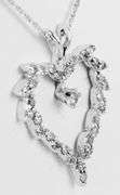 Exceptional 14K White Gold Diamond Heart Necklace