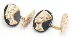 14kt Yellow Gold Egyptian Cufflinks with Black Onyx