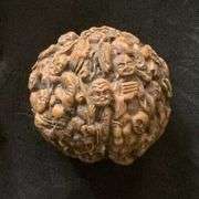 Antique Carved Walnut Shell Monks and Buddha with Dragon