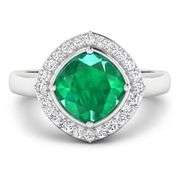 14KT White Gold 2.07ctw Zambian Emerald and Diamond Ring