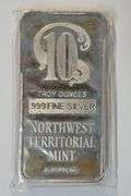Beautiful Northwest Territory 10 Troy Oz pure .999 fine silver bar in plastic