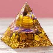 Handmade Orgone Pyramid with Tiger's Eye Stones