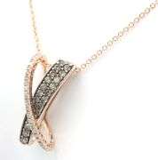 14kt Rose gold LeVian fancy brown diamond crossover pendant on chain